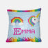 Personalized Unicorns and Rainbows Sequined Pillow, Cute Knitting Gift for Friend, Gift for Little Girl, Daughter Gift, Knitter Gift